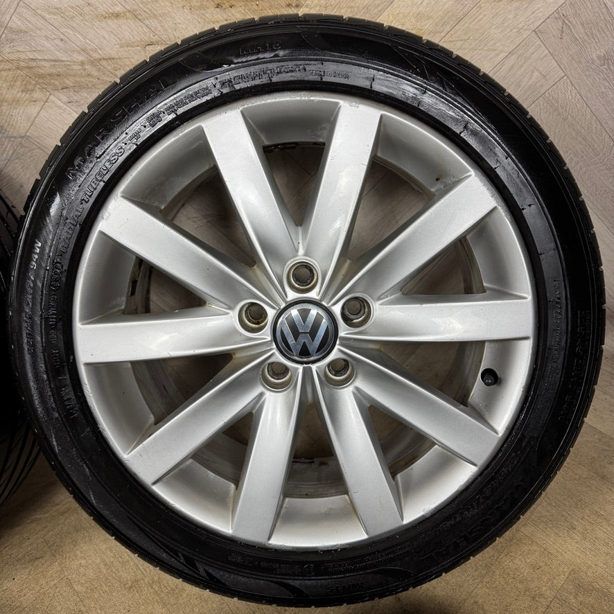 17'' GENUINE VW GOLF MK6 MK7 MK5 PORTO GT ALLOY WHEELS TYRES ALLOYS CADDY 5X112 5K0601025F