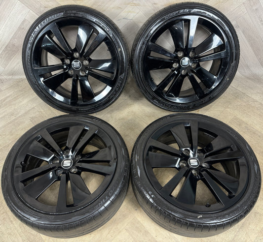 18'' GENUINE SEAT LEON FR MK3 ALLOY 5 DOUBLE SPOKE BLACK WHEELS TYRES ALLOYS  5F0601025D