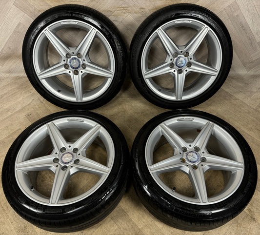 18'' GENUINE MERCEDES AMG C CLASS SILVER W205 ALLOY WHEELS TYRES ALLOYS