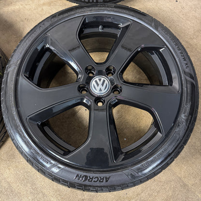 18" GENUINE VW GOLF GTI MK7 R LINE GT GTD MK8 AUSTIN BLACK MK6 ALLOY WHEELS TYRES ALLOYS 5X112 5G0601025AS
