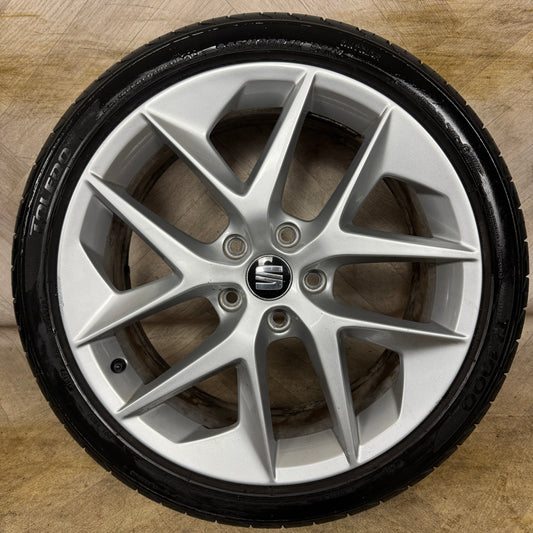 1X 18'' GENUINE SEAT LEON FR PERFORMANCE MK3 ALLOY WHEEL TYRE SINGLE  5X112 FITMENT  7.5J ET51 CENTRE BORE: 57.1 PART: 5F0601025F