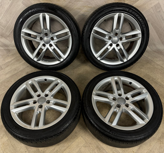 18'' GENUINE AUDI A6 S LINE 5 DOUBLE SPOKE C7 ALLOYS WHEELS TYRES