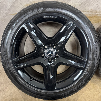 20'' GENUINE MERCEDES AMG 5 SPOKE ML GLE BLACK ALLOY WHEELS ALLOYS TYRES A166 A1664012002