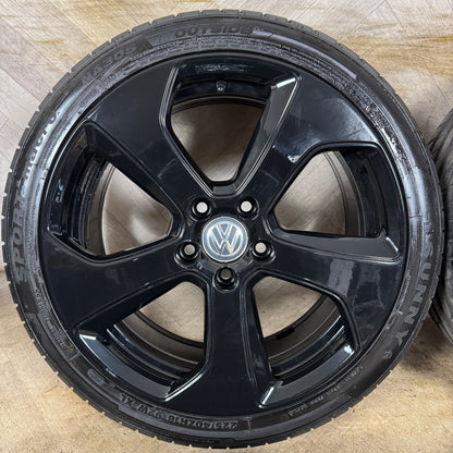 18" GENUINE VW GOLF GTI MK7 R LINE GT GTD MK8 AUSTIN BLACK MK6 ALLOY WHEELS TYRES ALLOYS 5X112 5G0601025AS