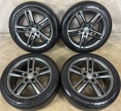 18'' GENUINE AUDI A6 S LINE 5 DOUBLE SPOKE GREY C7 ALLOYS WHEELS TYRES