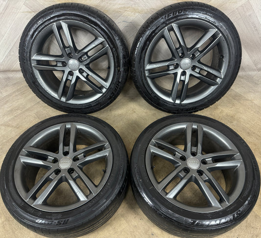 18'' GENUINE AUDI A6 S LINE 5 DOUBLE SPOKE GREY C7 ALLOYS WHEELS TYRES