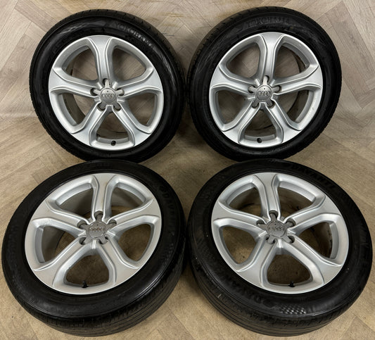 17'' GENUINE AUDI A5 5 SPOKE B8 B9 A4 ALLOY WHEELS ALLOYS TYRES