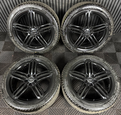 19'' GENUINE AUDI Q3 S LINE BLACK 5 TRIPLE SEGMENT ALLOY WHEELS TYRES ALLOYS
