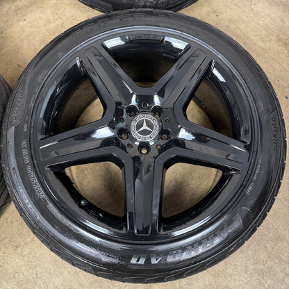 20'' GENUINE MERCEDES AMG 5 SPOKE ML GLE BLACK ALLOY WHEELS ALLOYS TYRES A166 A1664012002