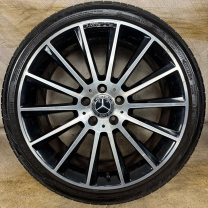 1X 19" GENUINE AMG MERCEDES C CLASS BLACK DC ALLOY WHEEL TYRE W205 FRONT  5X112 FITMENT  7.5J ET44 PART: A2054011300