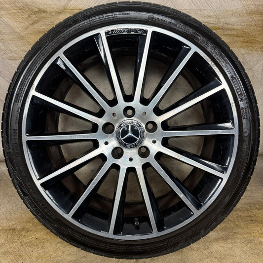 1X 19" GENUINE AMG MERCEDES C CLASS BLACK DC ALLOY WHEEL TYRE W205 FRONT  5X112 FITMENT  7.5J ET44 PART: A2054011300