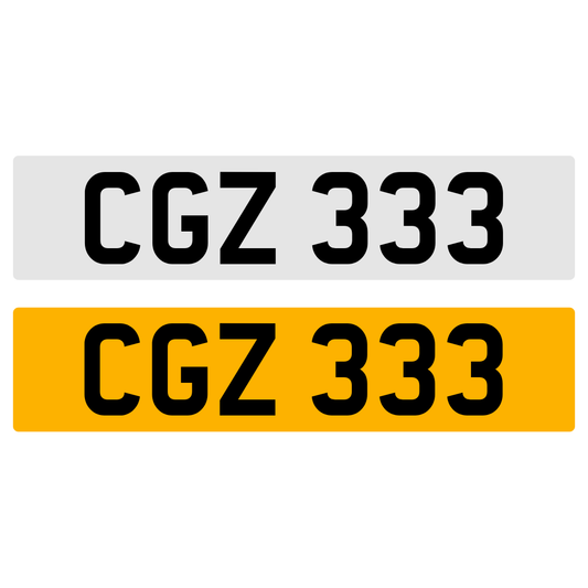 CGZ 333 NUMBER PLATE REGISTRATION NUMBERPLATE REGISTRATION CHERISHED DATELESS NORTHERN IRISH NI