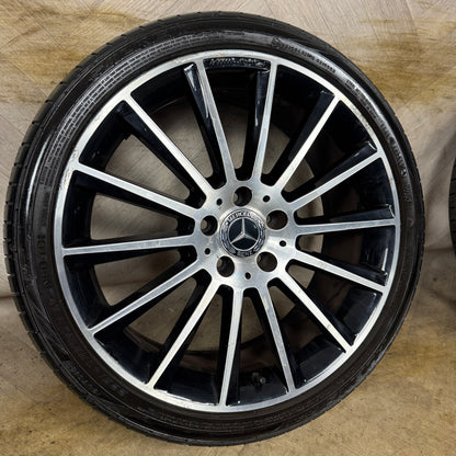 1X 19" GENUINE AMG MERCEDES C CLASS BLACK DC ALLOY WHEEL TYRE W205 FRONT  5X112 FITMENT  7.5J ET44 PART: A2054011300
