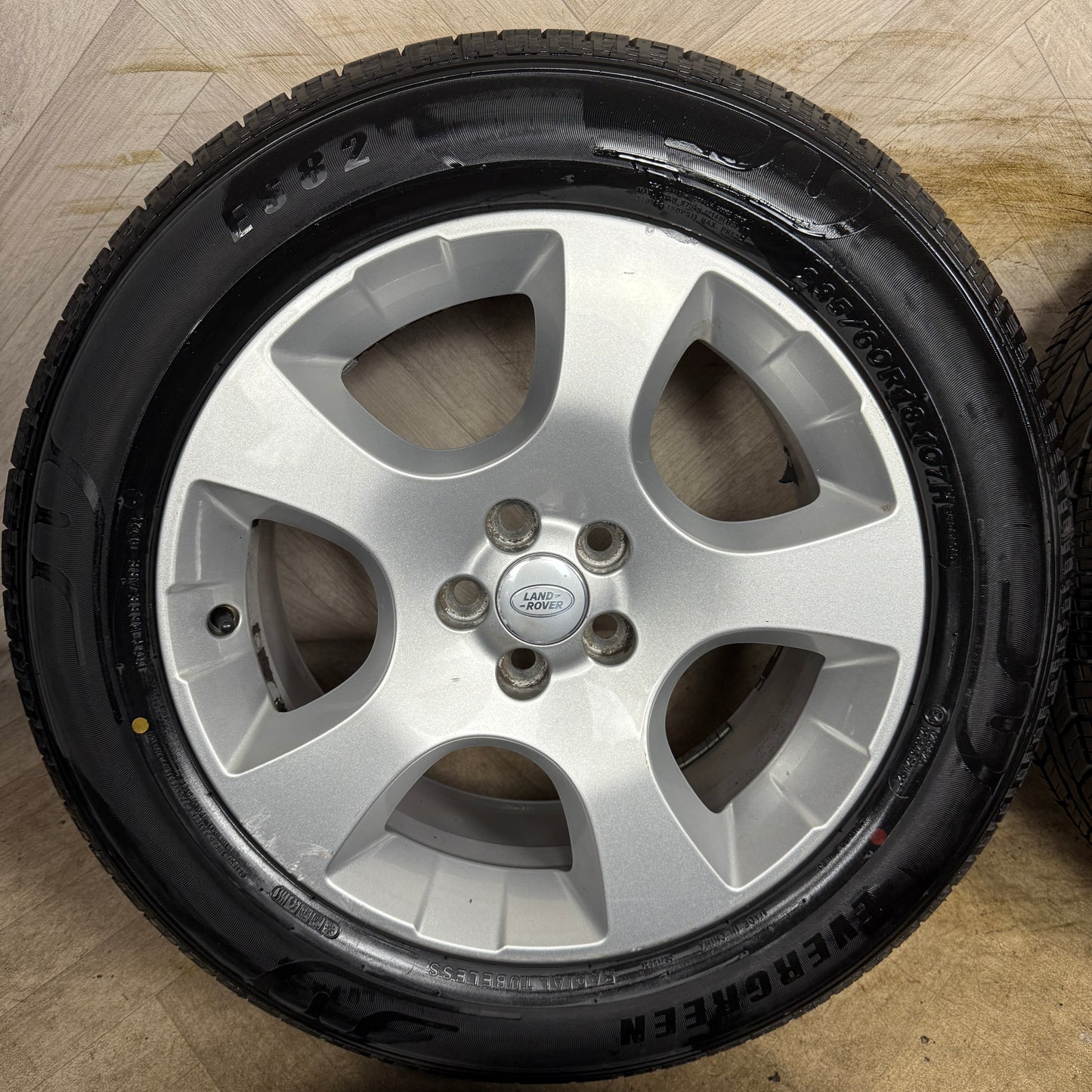 18'' GENUINE RANGE ROVER EVOQUE DISCOVERY SPORT LAND 5 SPOKE ALLOY WHEELS TYRES FK721007HB