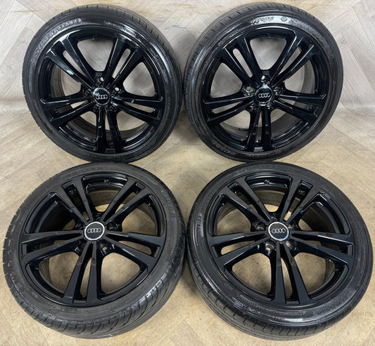 18'' GENUINE AUDI A3 S LINE BLACK ALLOY WHEELS ALLOYS TYRES S3 GOLF CADDY 5X112