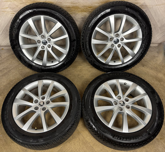 18'' GENUINE SKODA KODIAQ ELBRUS SILVER WHEELS TYRES ALLOYS 565601025D