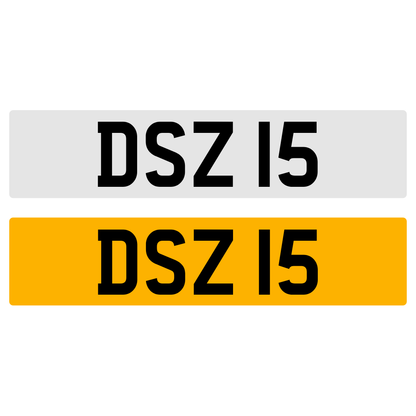 DSZ 15 NUMBER PLATE REGISTRATION 3X2 NUMBERPLATE REGISTRATION CHERISHED DATELESS NORTHERN IRISH NI