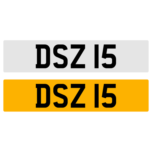 DSZ 15 NUMBER PLATE REGISTRATION 3X2 NUMBERPLATE REGISTRATION CHERISHED DATELESS NORTHERN IRISH NI