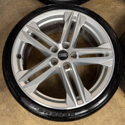 19'' GENUINE AUDI A4 S LINE 5 DOUBLE SPOKE ALLOY WHEELS ALLOYS TYRES A3 GOLF LEON 80A601025G