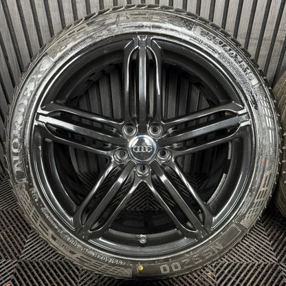 19'' GENUINE AUDI Q3 S LINE BLACK 5 TRIPLE SEGMENT ALLOY WHEELS TYRES ALLOYS