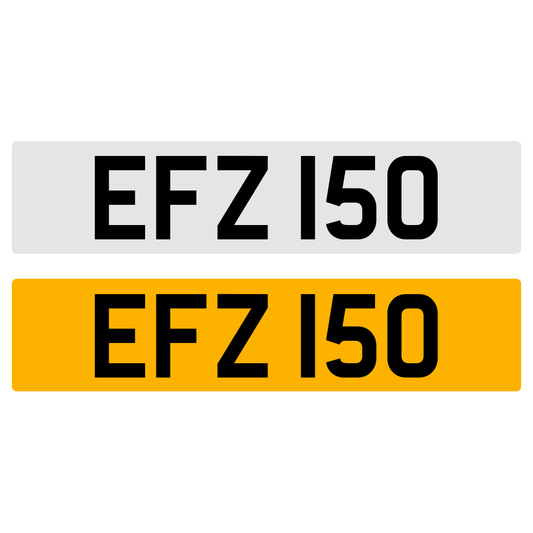 EFZ 150 NUMBER PLATE REGISTRATION NUMBERPLATE REGISTRATION CHERISHED DATELESS NORTHERN IRISH NI