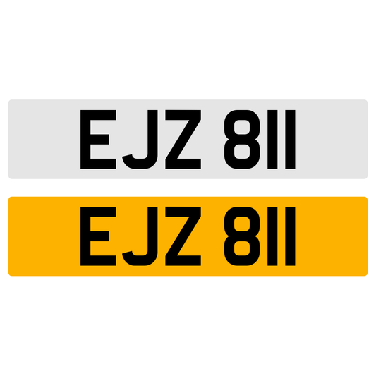 EJZ 811 NUMBER PLATE REGISTRATION NUMBERPLATE REGISTRATION CHERISHED DATELESS NORTHERN IRISH NI