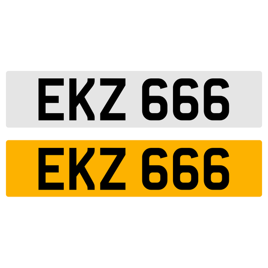 EKZ 666 NUMBER PLATE REGISTRATION NUMBERPLATE REGISTRATION CHERISHED DATELESS NORTHERN IRISH NI