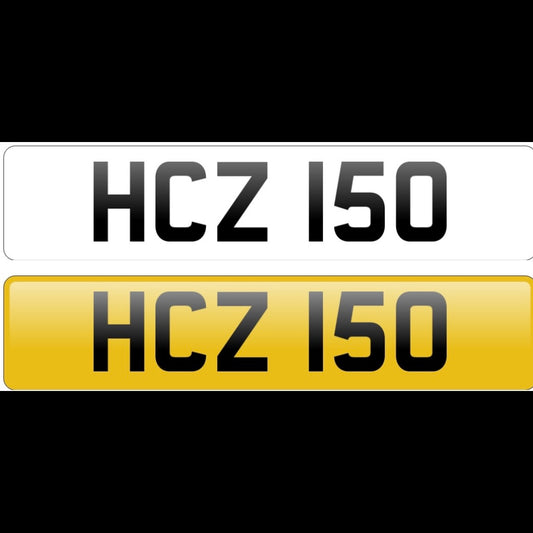 HCZ 150 NUMBER PLATE REGISTRATION NUMBERPLATE REGISTRATION CHERISHED DATELESS NORTHERN IRISH NI