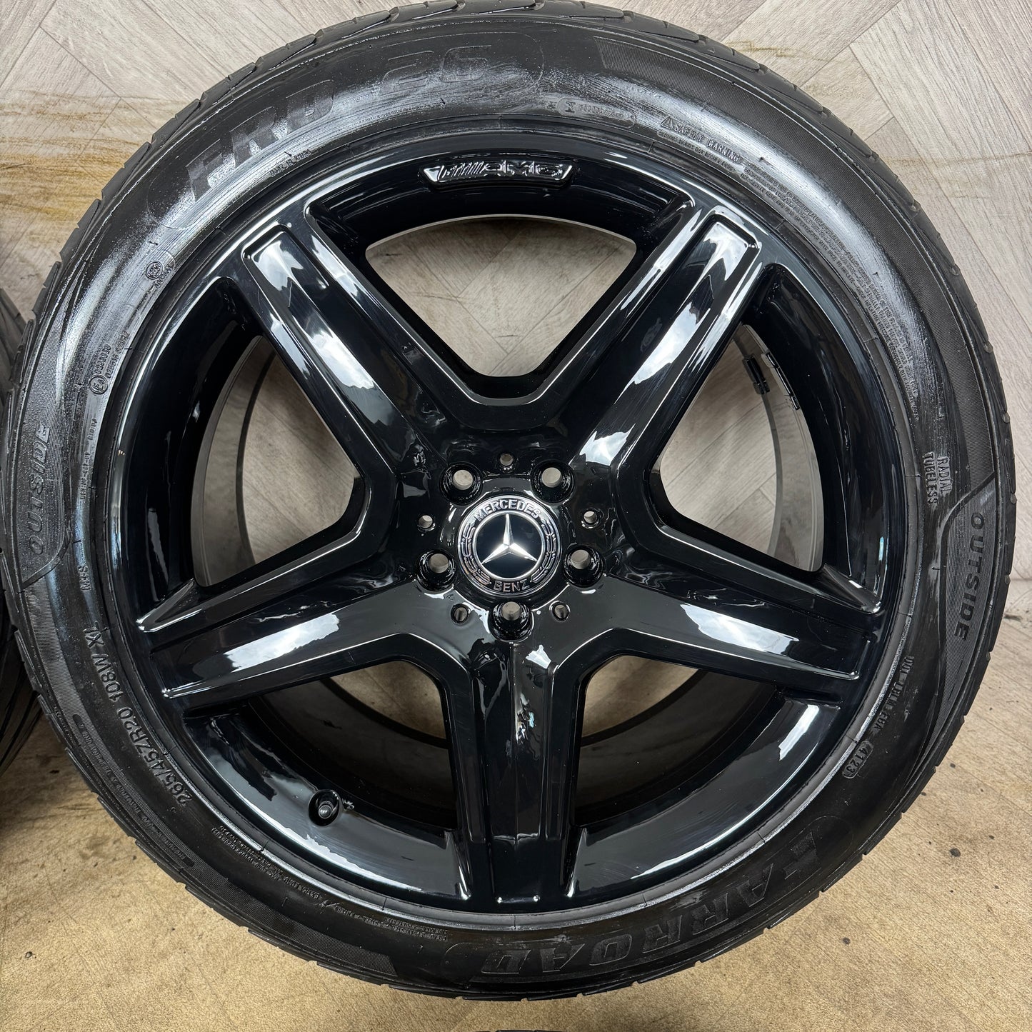 20'' GENUINE MERCEDES AMG 5 SPOKE ML GLE BLACK ALLOY WHEELS ALLOYS TYRES A166 A1664012002