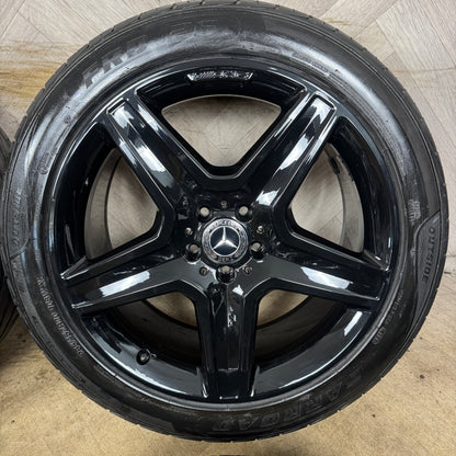 20'' GENUINE MERCEDES AMG 5 SPOKE ML GLE BLACK ALLOY WHEELS ALLOYS TYRES A166 A1664012002