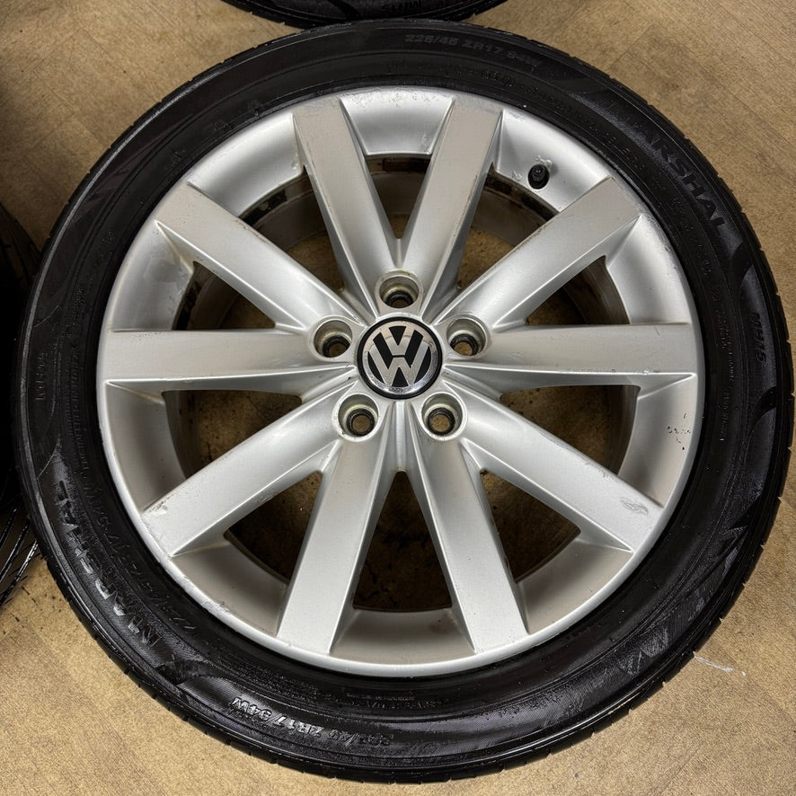 17'' GENUINE VW GOLF MK6 MK7 MK5 PORTO GT ALLOY WHEELS TYRES ALLOYS CADDY 5X112 5K0601025F