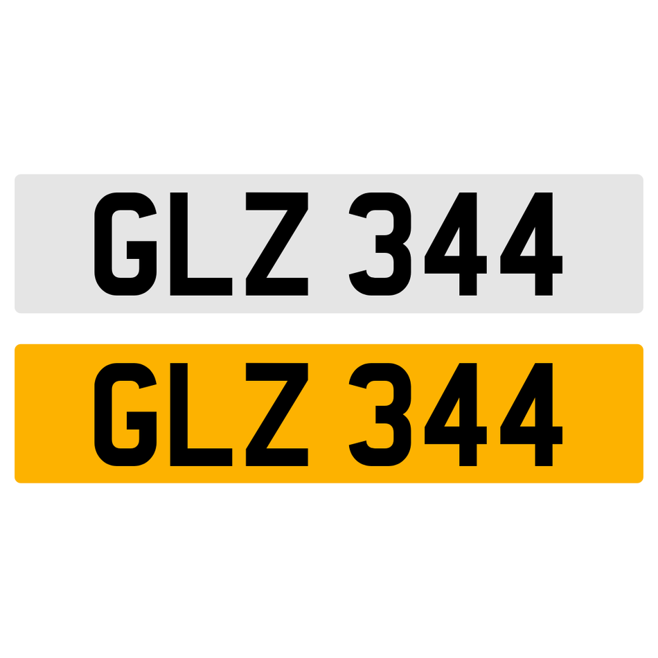 GLZ 344 Number Plate Registration Numberplate Registration Cherished Dateless Northern Irish NI 3X3