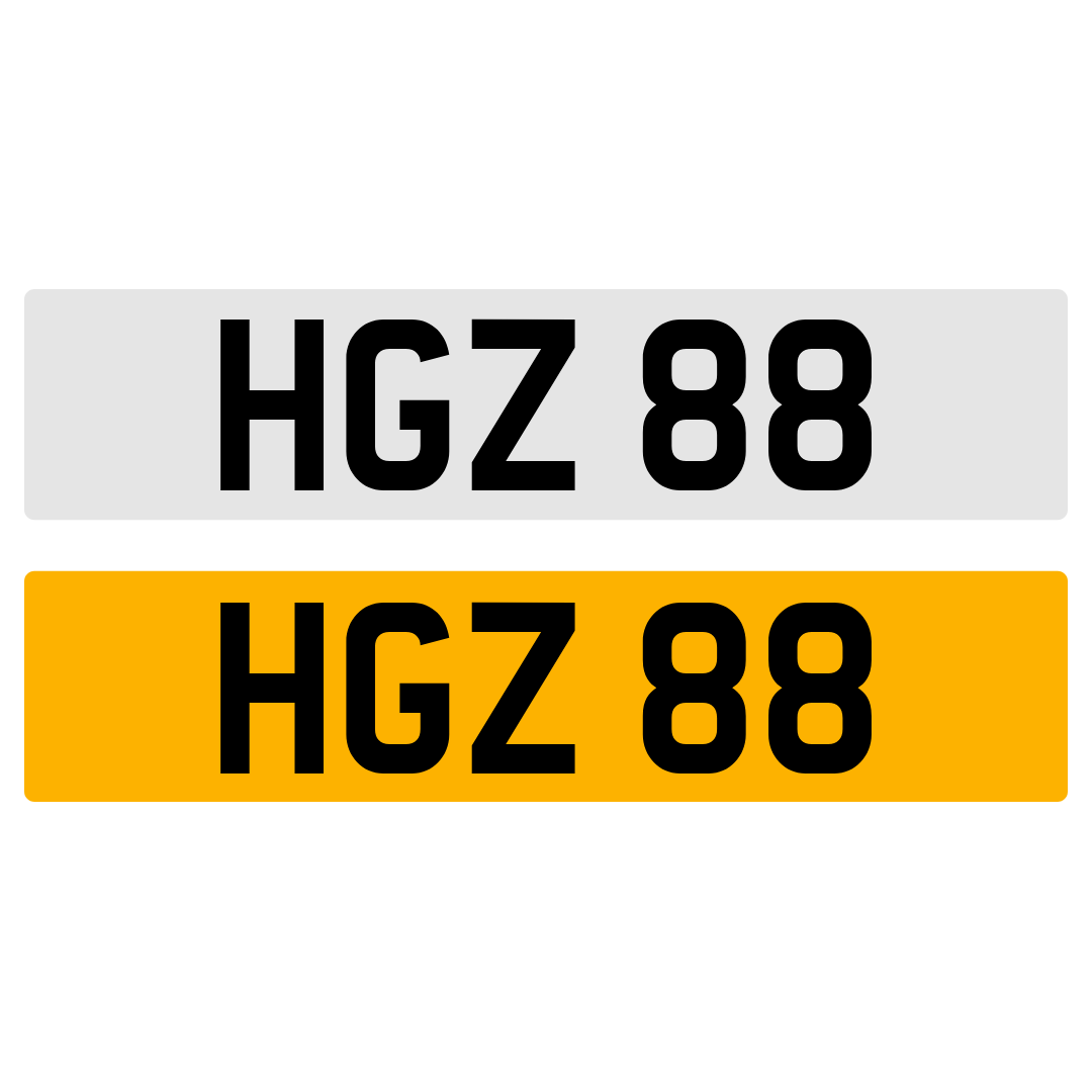 HGZ 88 NUMBER PLATE REGISTRATION 3X2 NUMBERPLATE REGISTRATION CHERISHED DATELESS NORTHERN IRISH NI