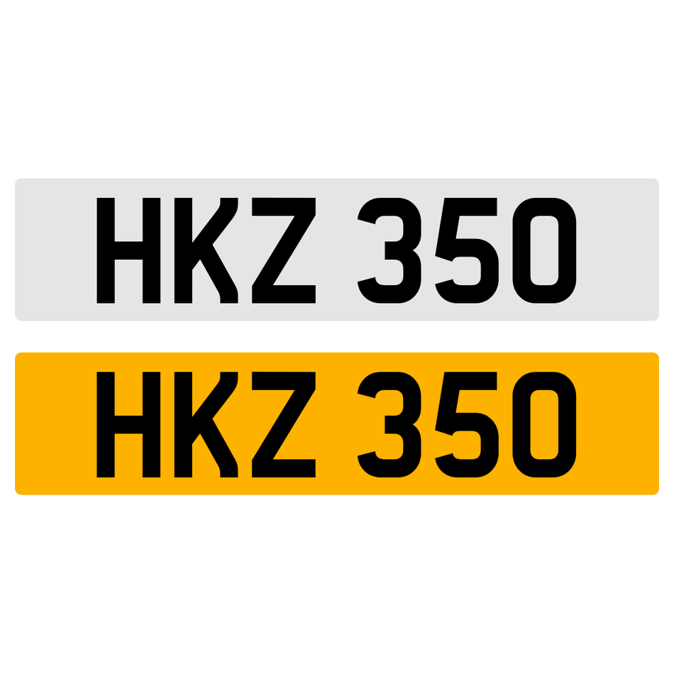 HKZ 350 Number Plate Registration Numberplate Registration Cherished Dateless Northern Irish NI 3X3