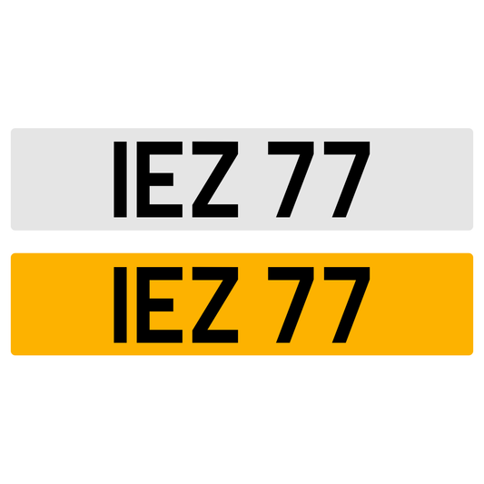 IEZ 77 NUMBER PLATE REGISTRATION 3X2 NUMBERPLATE REGISTRATION CHERISHED DATELESS NORTHERN IRISH NI