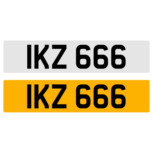 IKZ 666 NUMBER PLATE REGISTRATION NUMBERPLATE REGISTRATION CHERISHED DATELESS NORTHERN IRISH NI