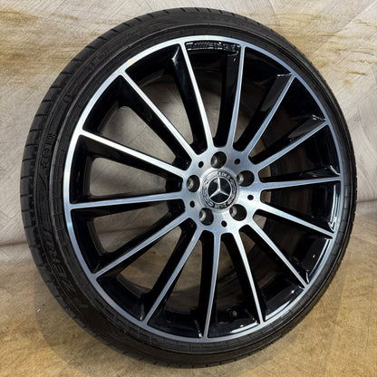 1X 20" GENUINE AMG MERCEDES E CLASS BLACK DC ALLOY WHEEL W213 FRONT 5X112 FITMENT 8J ET43 PART: A2134012200