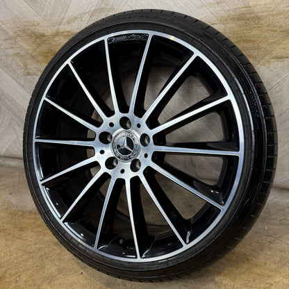 1X 20" GENUINE AMG MERCEDES E CLASS BLACK DC ALLOY WHEEL W213 FRONT 5X112 FITMENT 8J ET43 PART: A2134012200