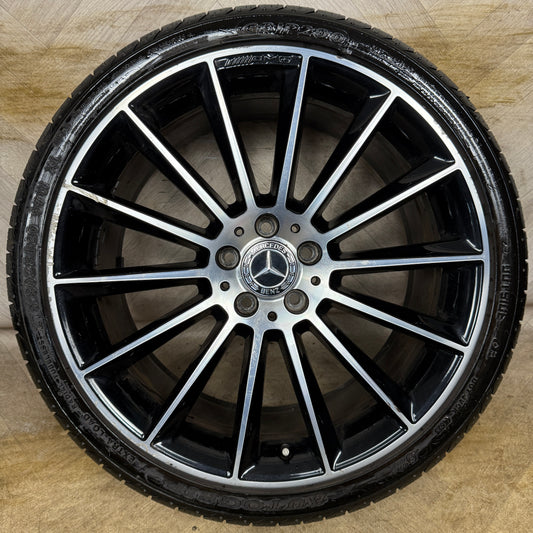 1X 20" GENUINE AMG MERCEDES E CLASS BLACK DC ALLOY WHEEL W213 REAR 5X112 FITMENT 8J ET43 PART: A2134012300