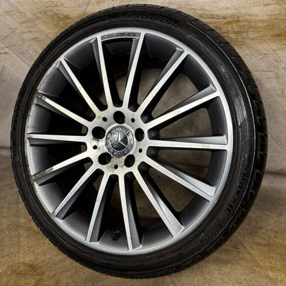 1X 19'' GENUINE AMG MERCEDES C CLASS SPORT GREY DC ALLOY WHEEL TYRE W205 REAR  5X112 FITMENT  8.5J ET52 PART: A2054011400