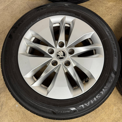 16'' GENUINE SKODA OCTAVIA MK4 WHEELS TYRES ALLOYS 5X112 5E3601025AH