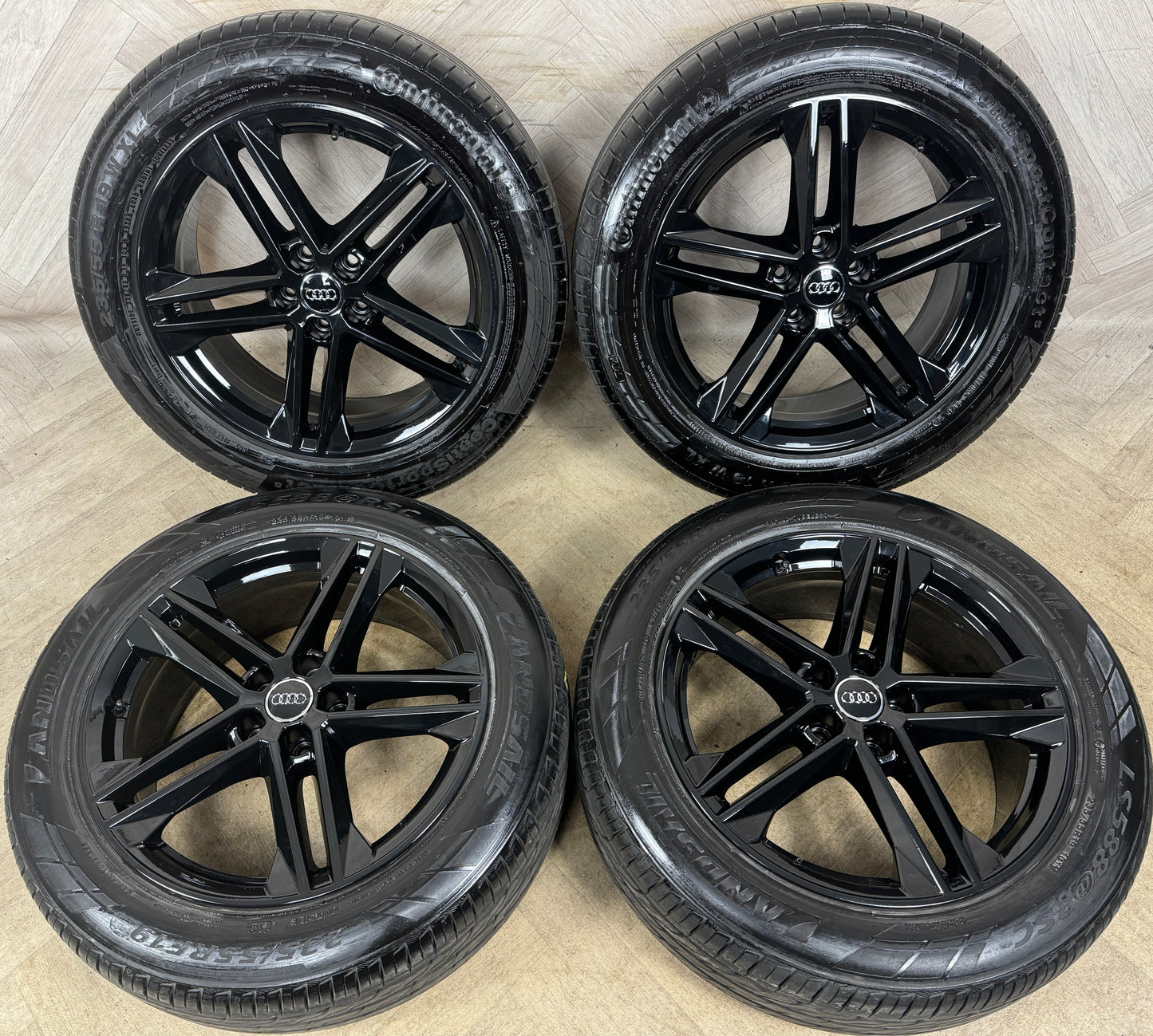 19'' GENUINE AUDI Q5 BLACK 5 DOUBLE SPOKE S LINE ALLOY WHEELS TYRES ALLOYS