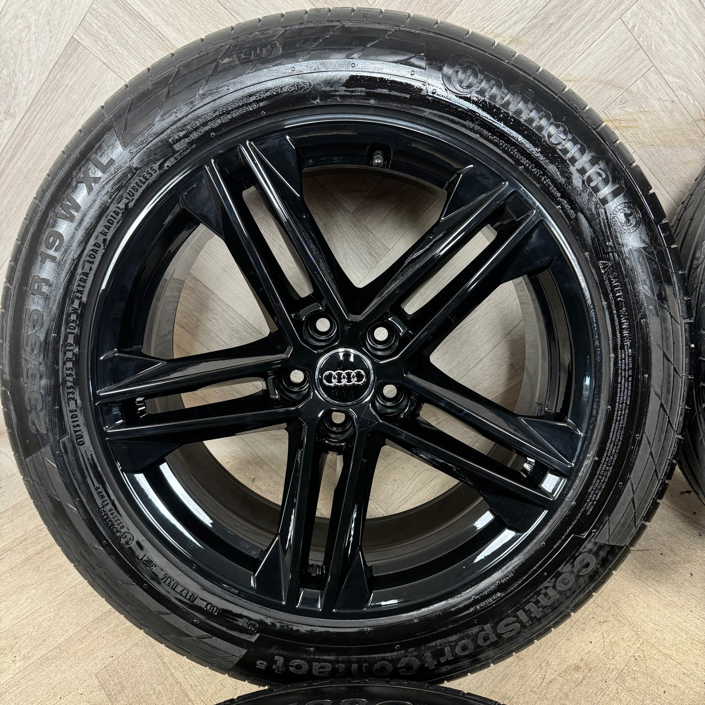 19'' GENUINE AUDI Q5 BLACK 5 DOUBLE SPOKE S LINE ALLOY WHEELS TYRES ALLOYS