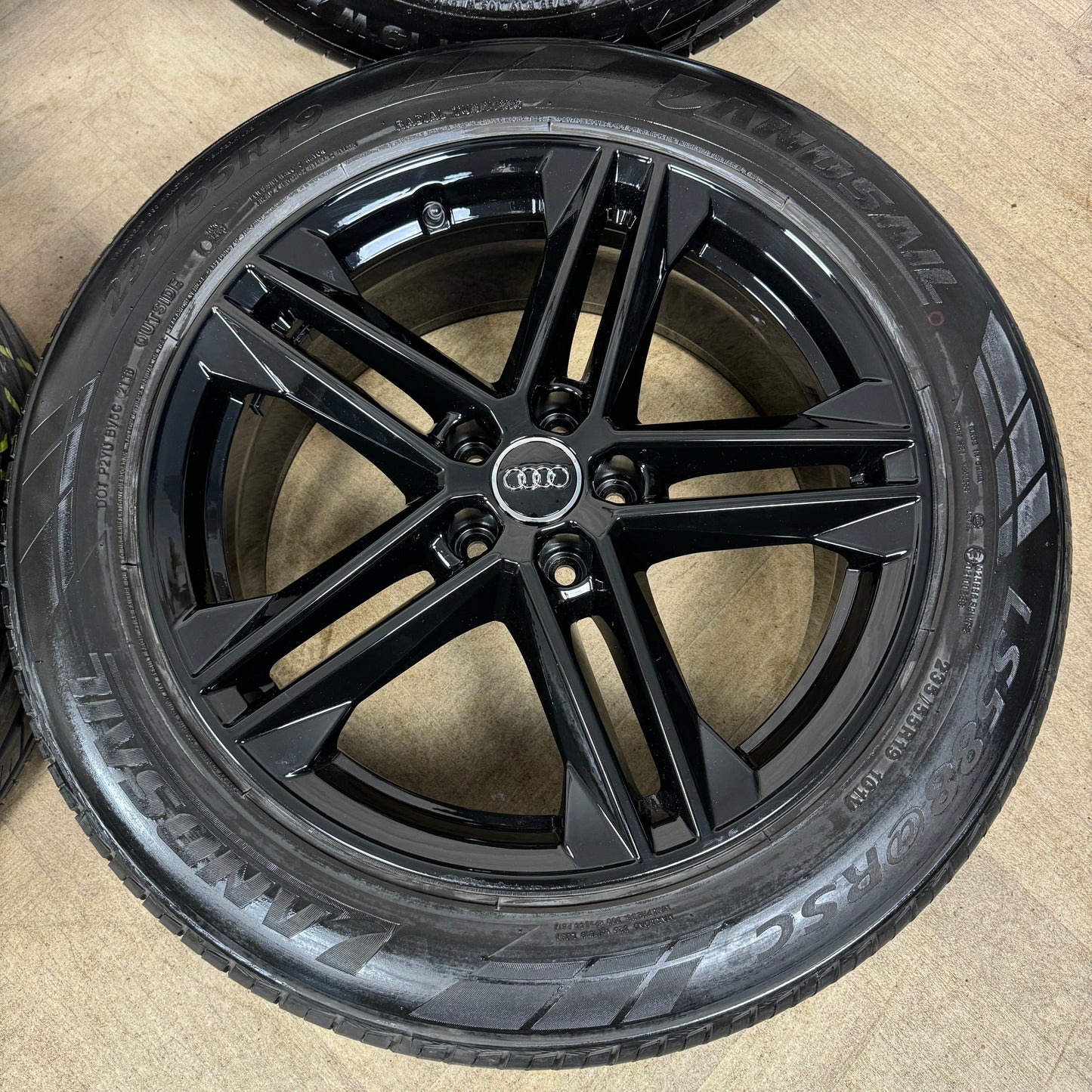 19'' GENUINE AUDI Q5 BLACK 5 DOUBLE SPOKE S LINE ALLOY WHEELS TYRES ALLOYS