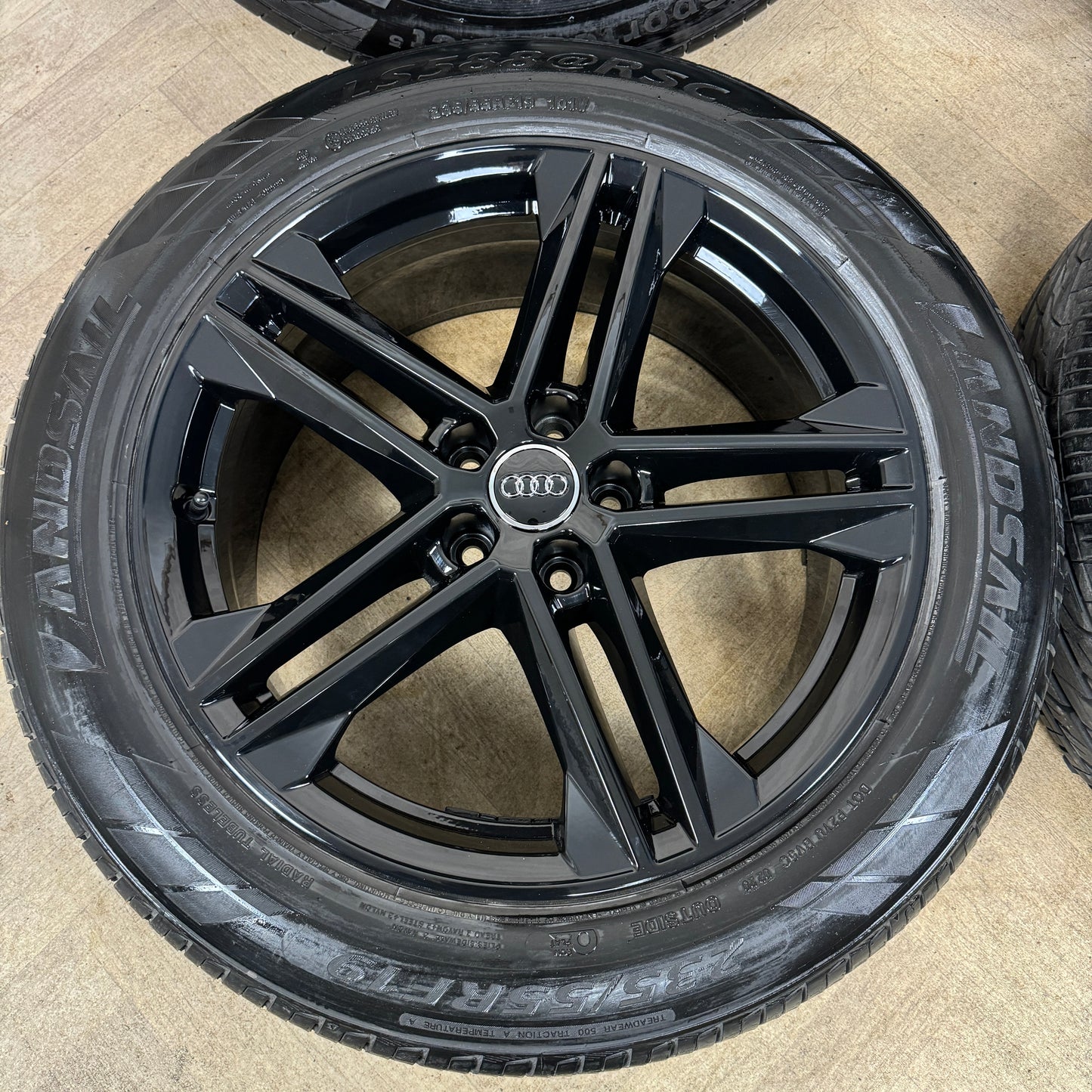 19'' GENUINE AUDI Q5 BLACK 5 DOUBLE SPOKE S LINE ALLOY WHEELS TYRES ALLOYS