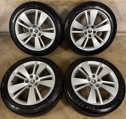18'' GENUINE SKODA SUPURB 3 SILVER WHEELS TYRES ALLOYS 3V0601025AD