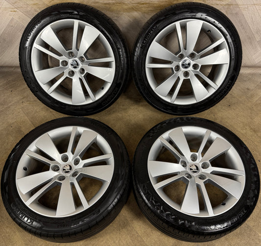 18'' GENUINE SKODA SUPURB 3 SILVER WHEELS TYRES ALLOYS 3V0601025AD