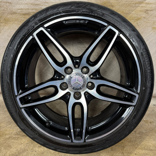 1X 18'' GENUINE AMG MERCEDES A B CLASS CLA BLACK DC SPORT SINGLE ALLOY WHEELS TYRE ALLOY W176  5X112 FITMENT  7.5J ET52 PART: A1764010700