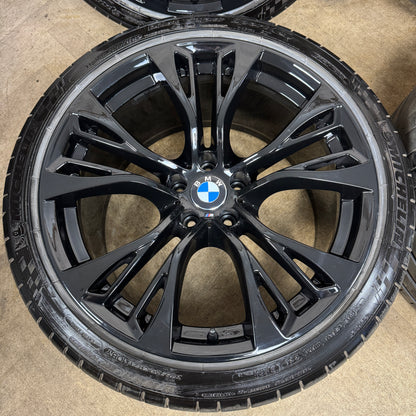 21'' GENUINE BMW X5 F15 599 X6 F16 BLACK M SPORT ALLOY WHEELS TYRES ALLOYS 6859423 6859424