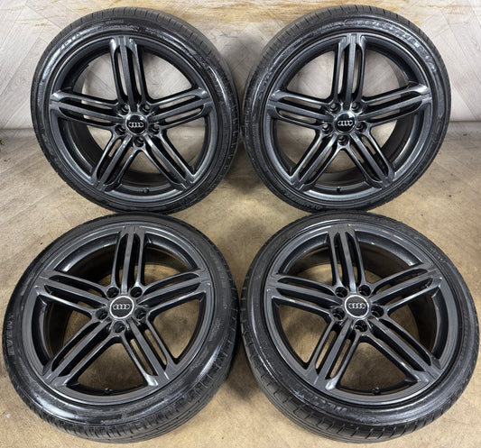 19'' GENUINE AUDI A4 S LINE PEELER GREY SEGMENTS LINE 5 TRIPLE SPOKE ALLOY WHEELS ALLOYS 8K0601025CM